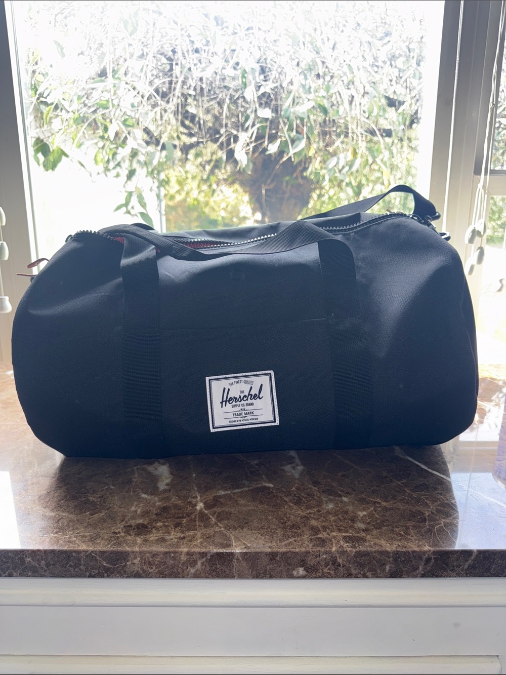 Herschel Supply Company Black Duffel with White Logo Patch